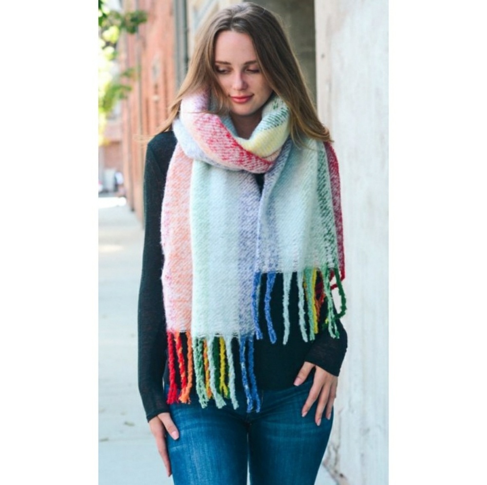 💓LAST ONE💓 🌿OVERSIZED RAINBOW SCARF🌿 - Picture 3 of 4